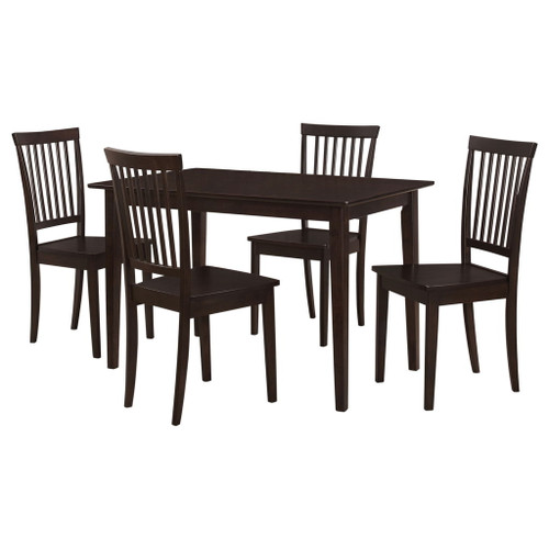 Stan - 5 Piece Dining Set With Rectangular Table And Slat Back Chairs - Cappuccino