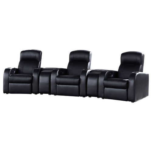 Greenfield - 3 Seater Home Theater With 2 Wedge Consoles - Black