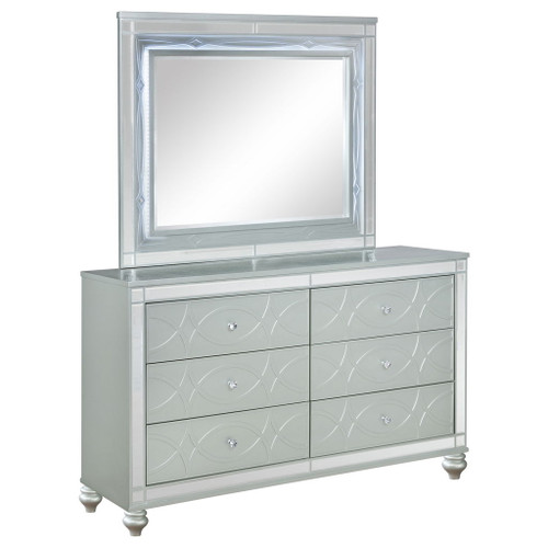 Arabesque - 6 Drawer Dresser With Mirror - Silver