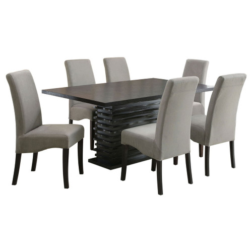 Wendell - 7 Piece Dining Set With Pedestal Table And Chairs - Gray