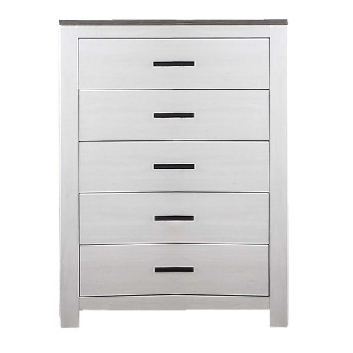 1 Piece Chest 2 Tone Sleek Bar Bedroom Furniture - White