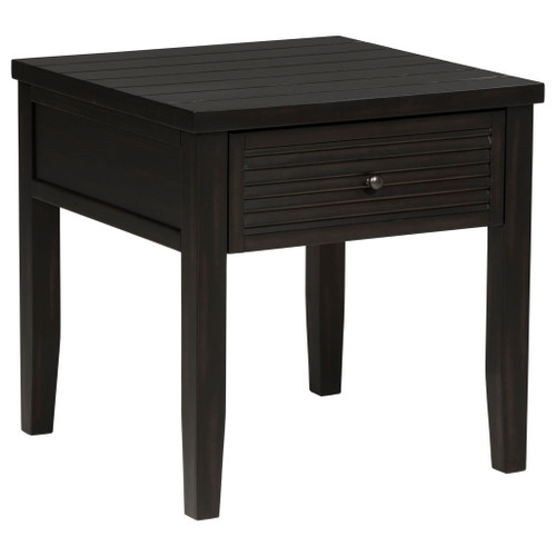 Sutter - 1 Drawer Square End Table - Dark Brown