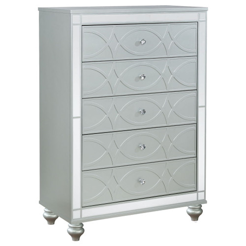 Arabesque - 5 Drawer Bedroom Chest - Silver