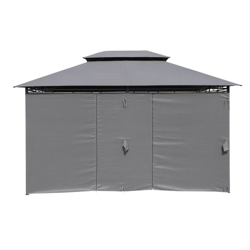 13 0 Ft Outdoor Patio Gazebo Canopy Tent With Ventilated Double Roof And Side Wall (Detachable Curtain Included On All Sides) Suitable For Lawn Garden Backyard And Deck - Gray