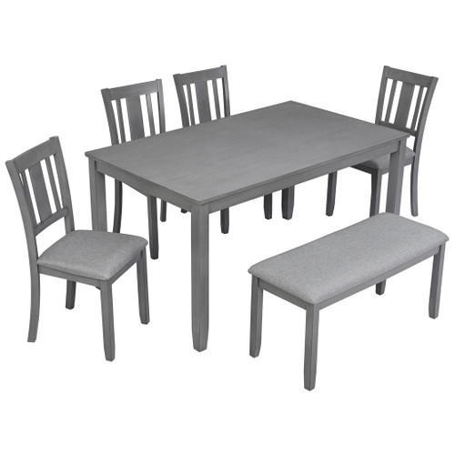 Kitchen Dining Set, Rectangular Dining Table With Upholstered Chairs