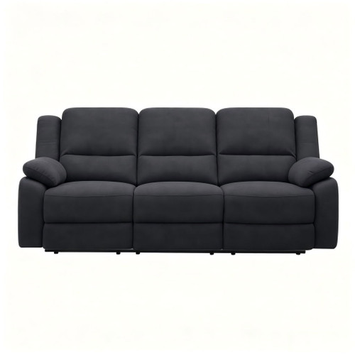 3 Seat Manual Reclining Sofa With Deep Recline - Black