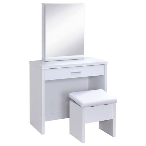 Walsh - Makeup Vanity Table With Mirror And Stool - White