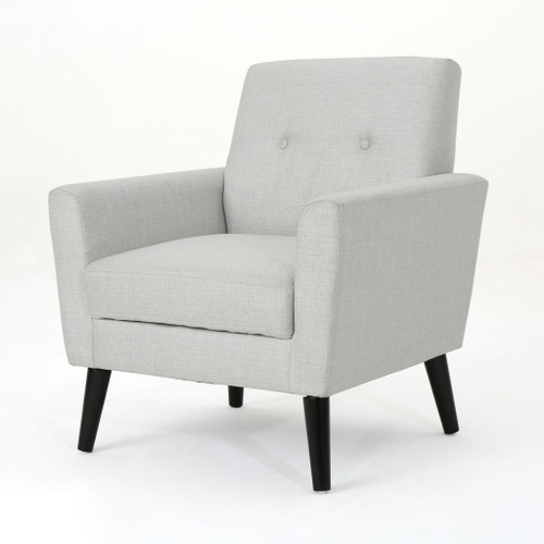 Radiantize - Upholstered Fabric Club Chair With Square-Off Back And Button Tufted - Light Gray