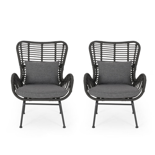 Modern Aesthetic Outdoor Rattan Accent Chair With Metal Legs
