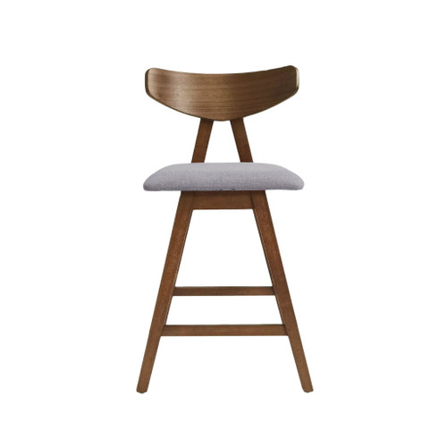 Mid Century Modern Counter Stool With V Shape Frame And Upholstered Seating