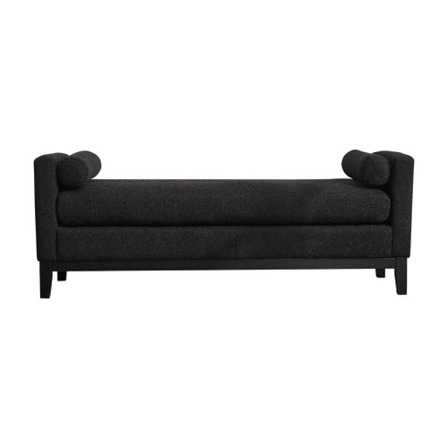 Upholstered End Of Bed Bench With Arms, 2 Bolsters For Bedroom - Black