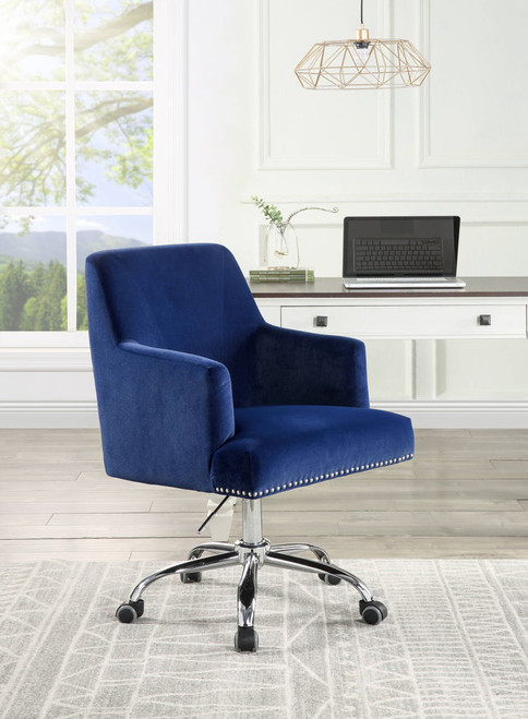 Trenerry - Velvet Office Chair - Blue / Chrome Trenerry - Velvet Office Chair - Blue / Chrome
