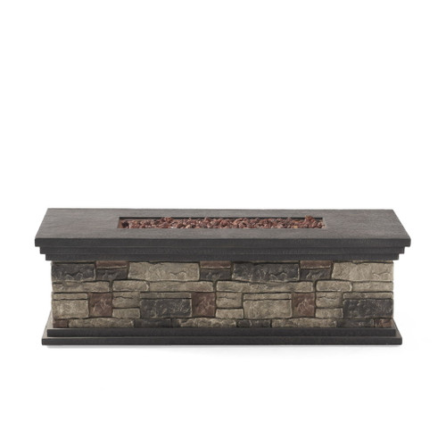 Contemporary Rectangle Fire Pit 50, 000 Btu Magnesium Oxide - Stone Gray
