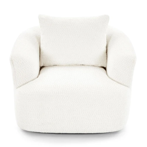 360° Swivel Barrel Sofa Chair With Throw Pillow, Upholstered Accent Chair