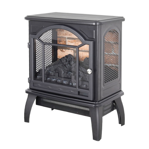18" 3D Flame Electric Infrared Quartz Fireplace Stove & Remote Control - Antique Black
