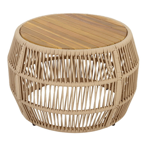Round Side Table With Rope Frame