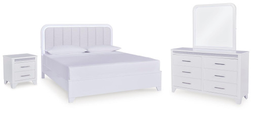 Jarlee - 4 Pc. - King Panel Bed, Dresser, Mirror And Nightstand - White