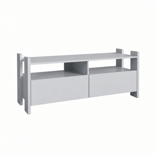 TV Stand For TVs Up To 55" With Open Shelves And 2 Drawers - White