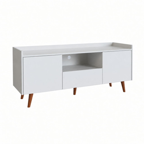 TV Stand For TVs Up To 60" With Open Storage Shelf, 2 Doors, 1 Drawer And Cable Management