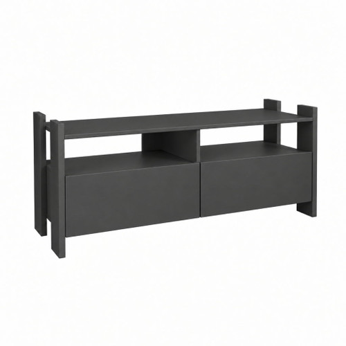 TV Stand For TVs Up To 55" With Open Shelves And 2 Drawers - Carbon Gray
