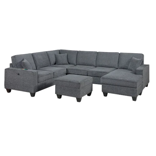 5 Piece Sectional Set With Left Arm Loveseat With USB Port