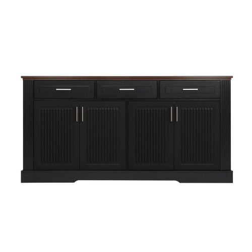 Fluted Sideboard Buffet Cabinet With 4 Doors And 3 Drawers