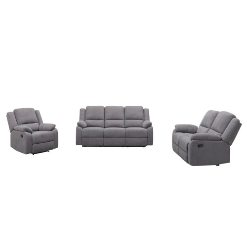 3 Piece Reclining Sofa Set With 150° Deep Recline, 3 Seat Couch, Loveseat & Single Recliner - Gray