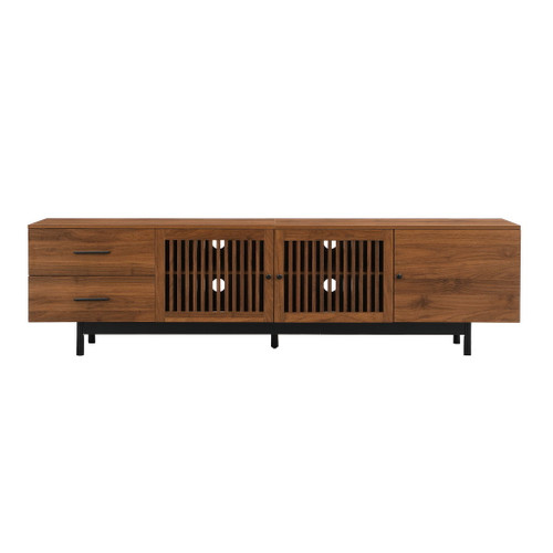 TV Stand, Media Console With 2 Drawers, Soft Closing Hinges, Adjustable Shelves - Walnut