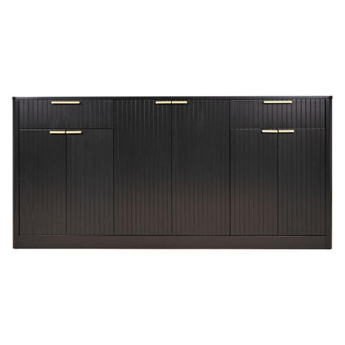Large Fluted Buffet Sideboard, Wine Bar Storage Cabinet With 6 Doors & 2 Drawers