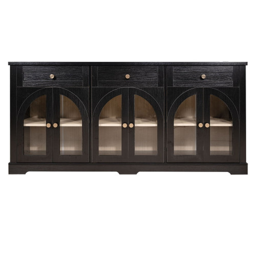 Sideboard Cabinet With 3 Drawers And 6 Arched Glass Doors