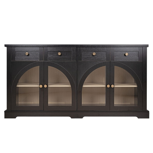 Sideboard Cabinet With 4 Drawers And 4 Arched Glass Doors