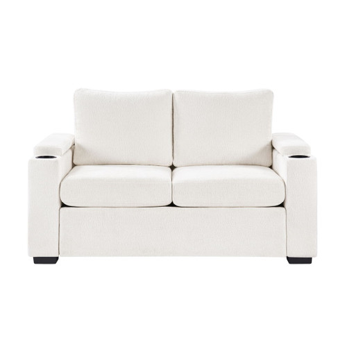 Pull Out Sofa Bed Loveseat With Twin Mattress, Cup Holders And Arm Storage