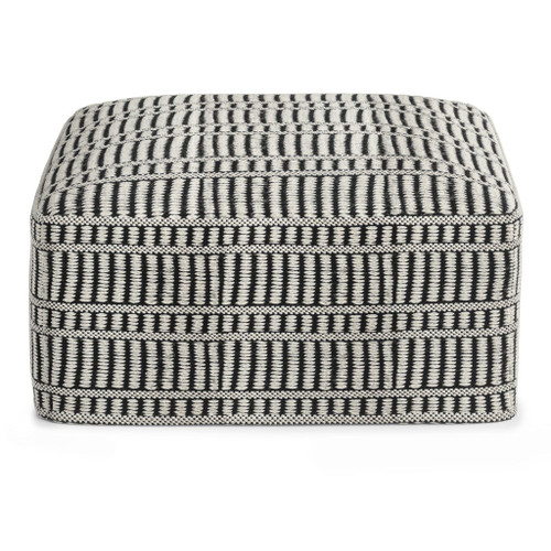 Safford - Square Woven Outdoor / Indoor Pouf - Black / White
