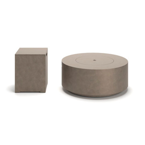 Midnight Mountain - Round Fire Pit With Tank Cover - Light Brown