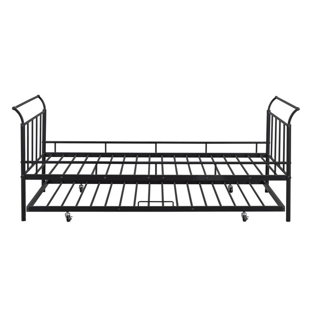 Daybed With Curved Handle Design And Trundle