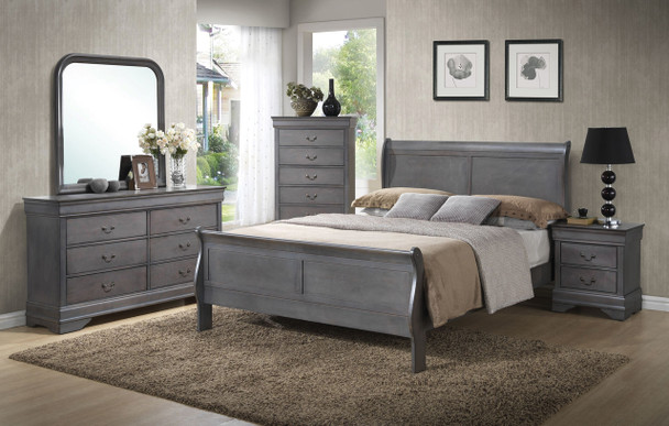 Gray Louis Sleigh Bedroom