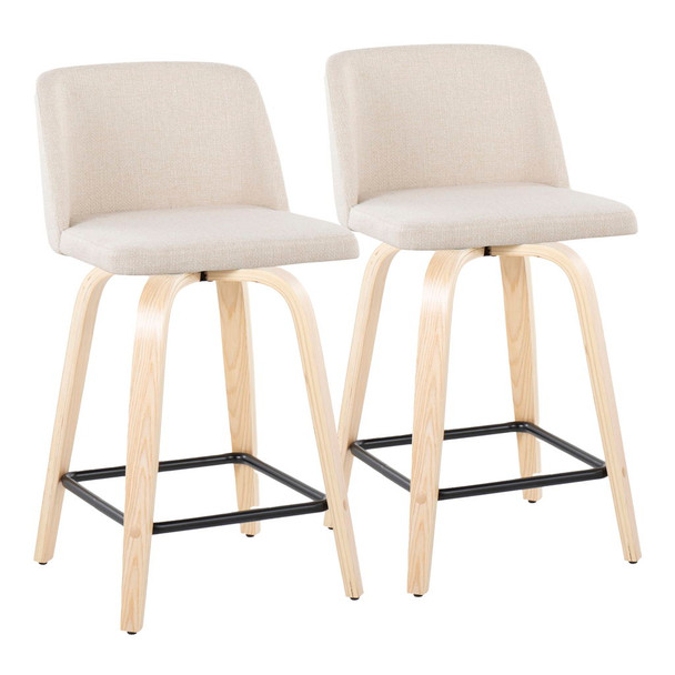 Toriano - Contemporary Modern Design Fixed Height Counter Stool With Swivel With Square Footrest (Set of 2) Toriano - Contemporary Modern Design Fixed Height Counter Stool With Swivel With Square Footrest (Set of 2)