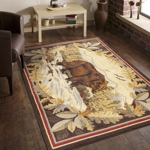 Nature's Nest - 5'3" X 7'3" Lodge Area Rug - Multi, Brown Nature's Nest - 5'3" X 7'3" Lodge Area Rug - Multi, Brown