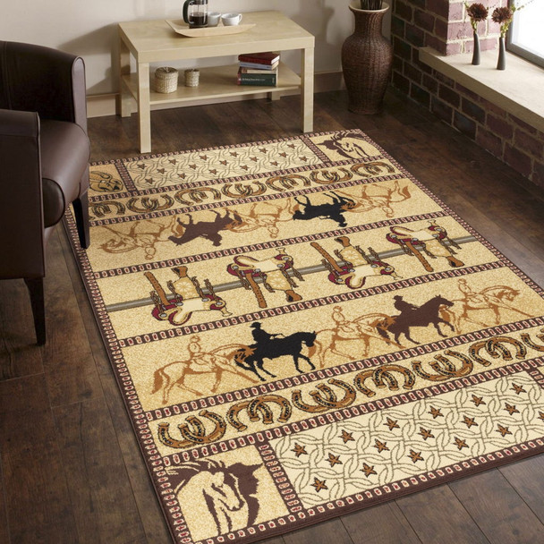 Tribes - 5'3" X 7'3" Southwest Area Rug - Beige - Polypropylene Tribes - 5'3" X 7'3" Southwest Area Rug - Beige - Polypropylene