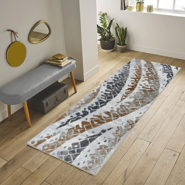 Nova - 2'7" X 7' Polypropylene, Area Rug - Multi / White Nova - 2'7" X 7' Polypropylene, Area Rug - Multi / White