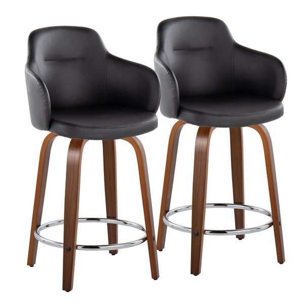 Boyne - Contemporary Fixed Height Counter Stool With Swivel With Round Footrest (Set of 2) Boyne - Contemporary Fixed Height Counter Stool With Swivel With Round Footrest (Set of 2)