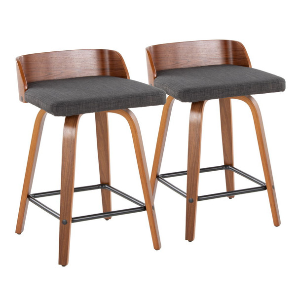 Maya - Mid Century Modern Fixed Height Counter StoolSwivel And Square Footrest (Set of 2) Maya - Mid Century Modern Fixed Height Counter StoolSwivel And Square Footrest (Set of 2)