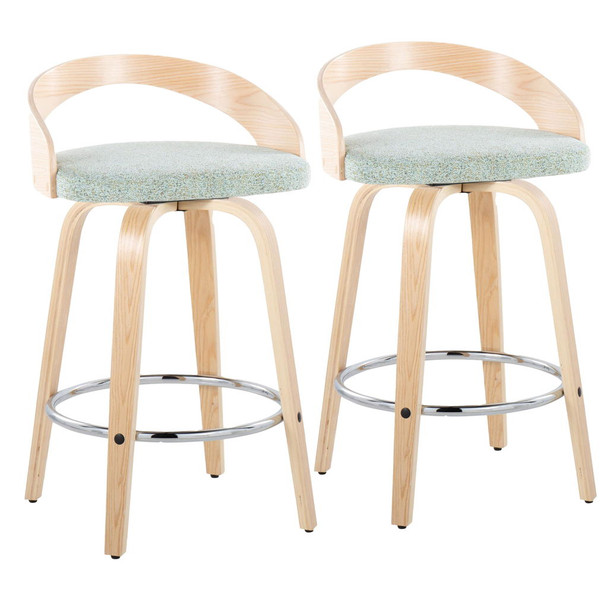 Grotto - Contemporary Fixed Height Counter Stool With Swivel With Round Footrest (Set of 2) Grotto - Contemporary Fixed Height Counter Stool With Swivel With Round Footrest (Set of 2)