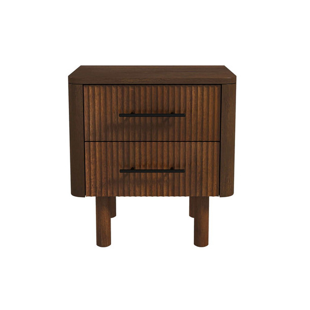 Logan - Mid-Century Modern Nightsd Bed Side Tables With 2 Drawers - Brown Logan - Mid-Century Modern Nightsd Bed Side Tables With 2 Drawers - Brown