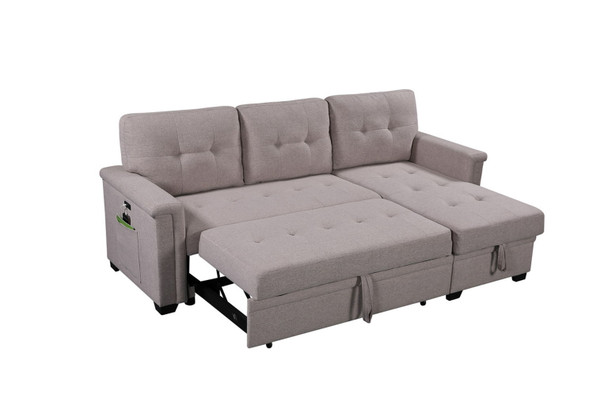 Nathan - Reversible Sleeper Sectional Sofa With Storage Chaise, USB Charging Ports And Pocket Nathan - Reversible Sleeper Sectional Sofa With Storage Chaise, USB Charging Ports And Pocket