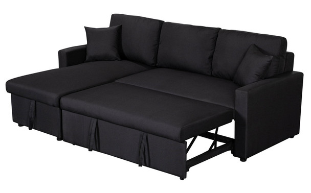 Paisley - Fabric Reversible Sleeper Sectional Sofa With Storage Chaise