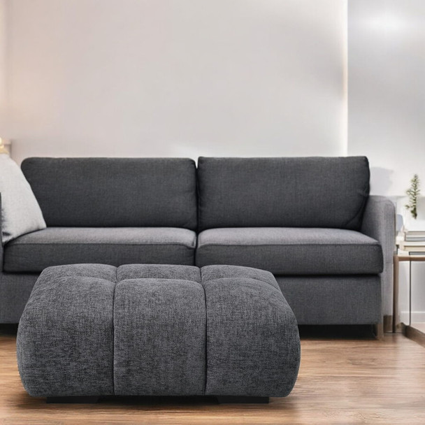 Chosen - Chenille Ottoman - Gray Chosen - Chenille Ottoman - Gray