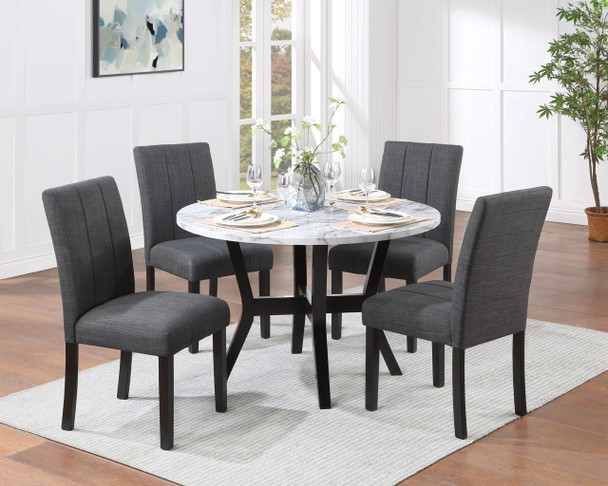 Kusa - 5 Piece Pack Dining Set With Engineering Stone Top - Black Kusa - 5 Piece Pack Dining Set With Engineering Stone Top - Black