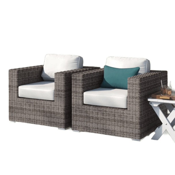 Grade - Club Patio Chair With Sunbrella Cushions Stylish And Durable Outdoor Seating For Ultimate Comfort (Set of 2) - Gray Mix / White Grade - Club Patio Chair With Sunbrella Cushions Stylish And Durable Outdoor Seating For Ultimate Comfort (Set of 2) - Gray Mix / White