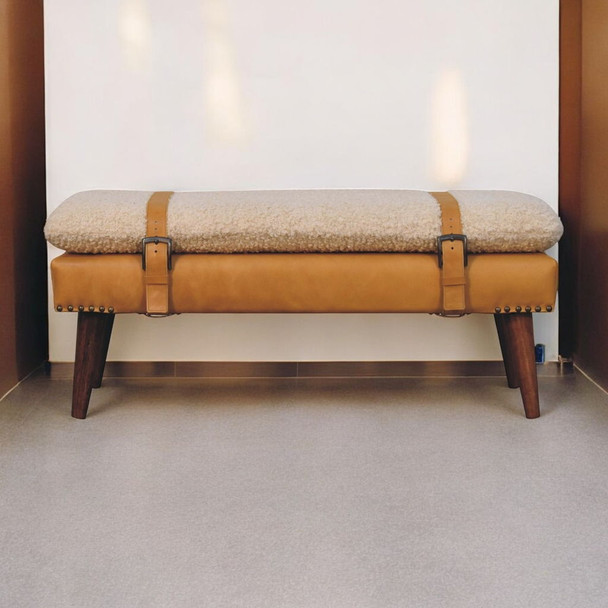 Boucle Leather Bench - Tan Boucle Leather Bench - Tan